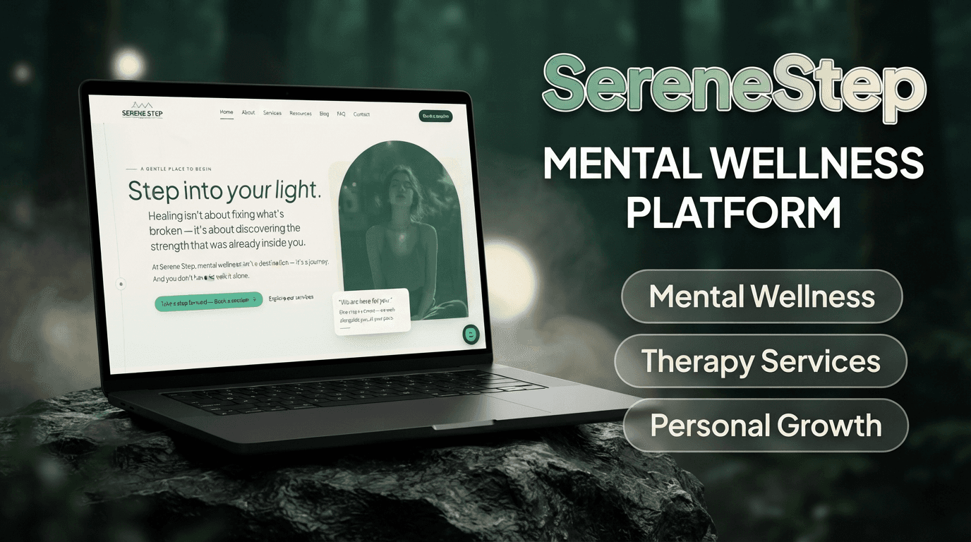 Screenshot of Serene Step — Therapy Practice Platform, built with Next.js, TypeScript, PostgreSQL